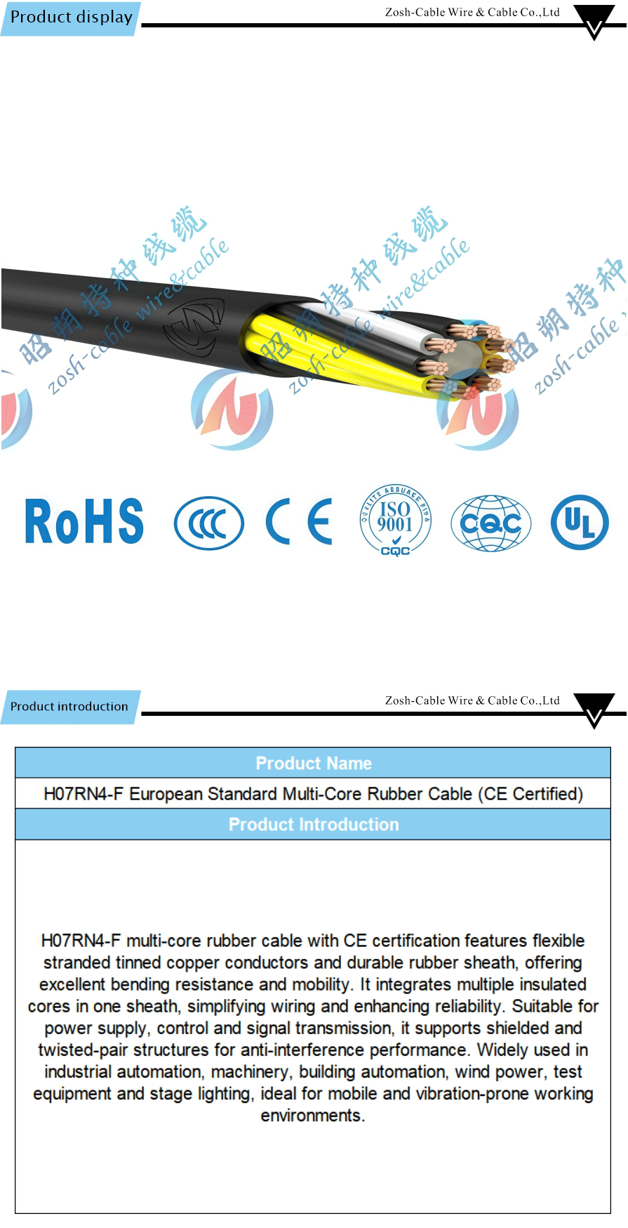 multi conductor cable tensile resistant CE
