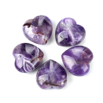 Amethyst 30MM Love Heart Gemstone for Home Decoration Handmade Craved