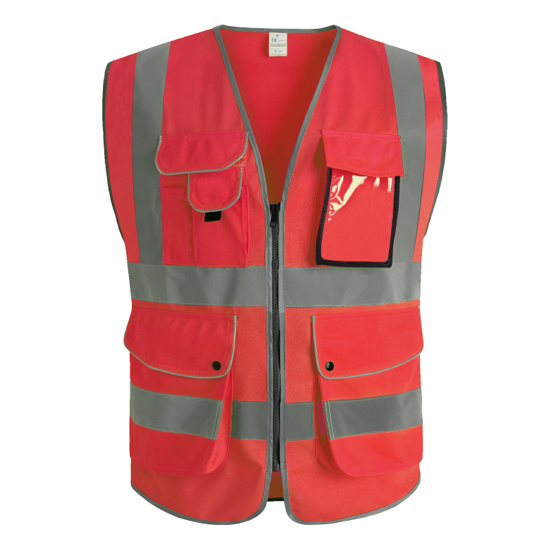 Reflective Traffic Polyester Safety Vest With 8 Pocket