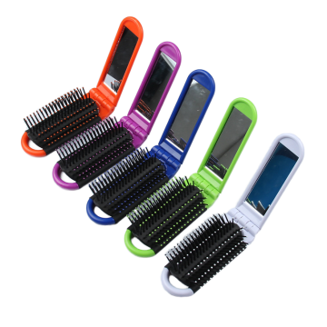 Wholesale Custom Logo Mini Plastic Folding Hair Brush with Mirror Compact and Foldable at Cheap Prices