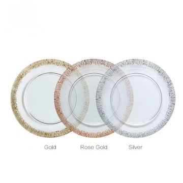 Yunzhifan Irregular 33 cm Lace Glass Tray - Western Dinner Plate with White Gold Rim