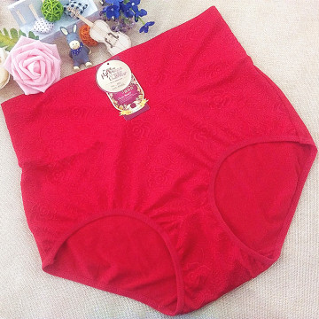 OEM China new red elegant classic high-waist underwear jacquard plus size bottom uplift panty fat woman briefs