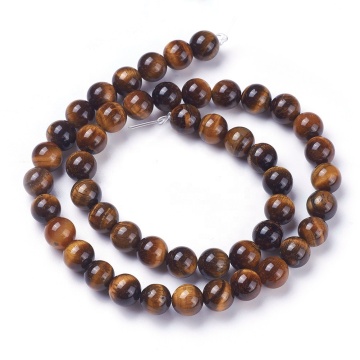 PandaHall 8mm Grade AB+ Dark Goldenrod Round Tiger Eye Beads: Unique Jewelry Making Supplies