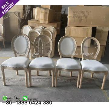 White Solid Wood Banquet Dining Chair - King Louis Style No Armrest for Weddings and Events