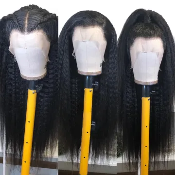 Kinky Straight Raw Indian Virgin Human Hair Glueless Hd Full Lace Front Wig Cheap Transparent Lace Frontal Wig For Black Women