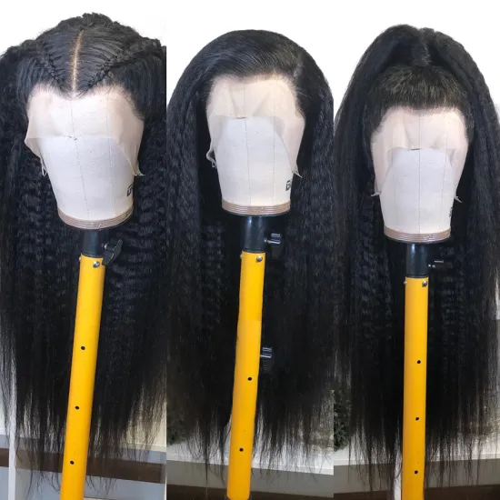 Kinky Straight Raw Indian Virgin Human Hair Glueless Hd Full Lace Front Wig Cheap Transparent Lace Frontal Wig For Black Women