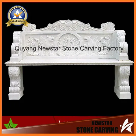 White Marble Stone Carving Bench for Garden or Square Place Decoration (NS-11B4)