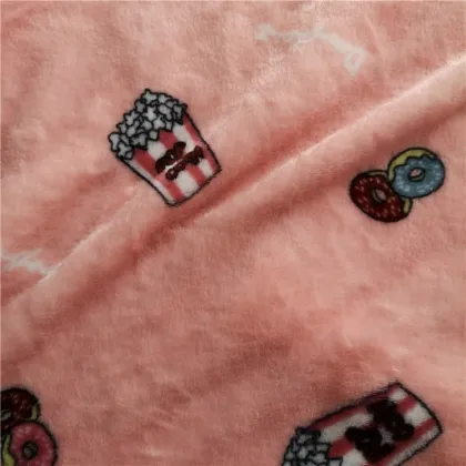 Printed Pink Two Side Soft Flannel Pajamas Fabric
