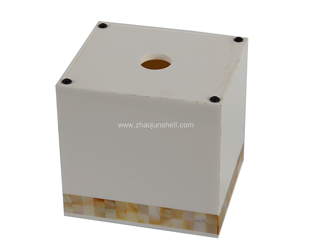 Handmade Golden Seashell Mosaic Tissue Box for Hotel