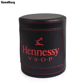 Hot Black Hennessy Leather Dice Cup Set Plastic Acrylic Polyhedral Dices Gambling Poker Drinking Board Game Dice Box 1 Pc