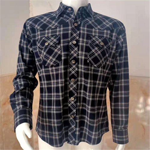 Long-Sleeve Plaid TR Twill Herrskjortor med fickor