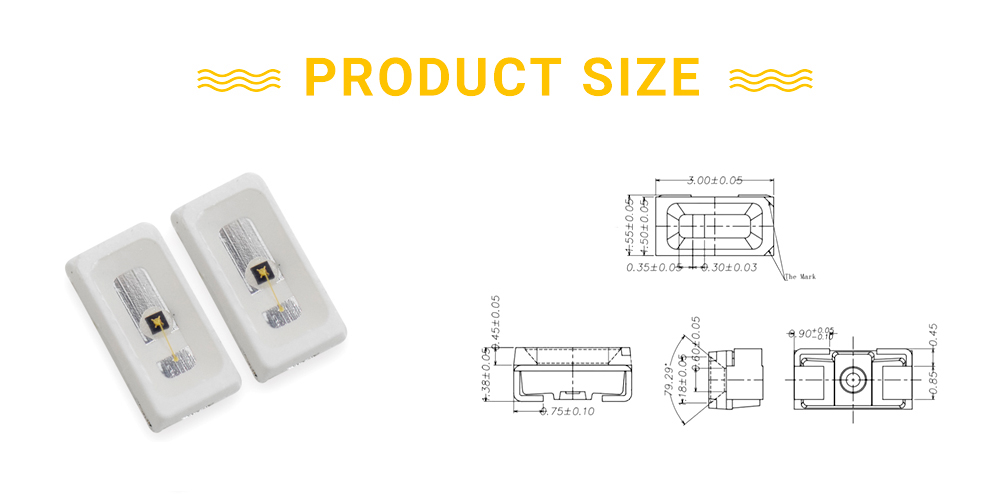 Size of 3015IRC-85L12I60 Side Emitting LED IR LED 850nm SMD LED