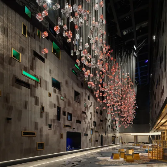 Post Modern Colorful Cube Crystal Shopping Mall Chandelier