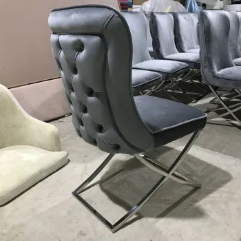 Stainless Steel Dining Chair with Velvet Fabric and Ring Back