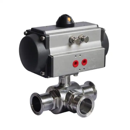 Position Spring Return SS304 Pneumatic 3way Ball Valve