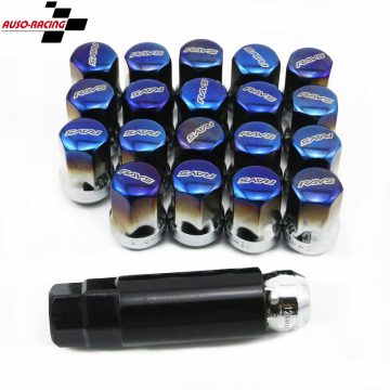 Universal 30mm M12 x 1.5MM Baking Blue Aluminum Car Wheel Lug Nuts AUSO 490S-T 20Pcs