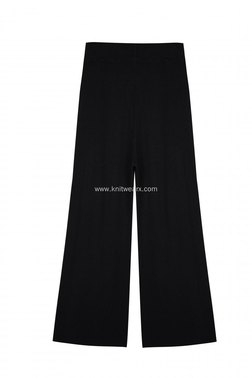 Women's Knitted Ribbed Culottes Pants