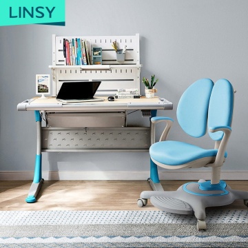Linsy Multifunctional Study Table for Kids - Wooden Children's Study Table with Bookshelf, White Bedroom Furniture LS193V3