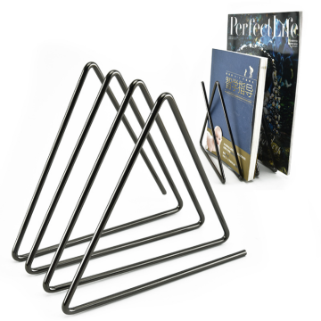 Triangle Rose Gold Metal Wire Magazine Rack and Desktop File Book Holder - Elegant Design