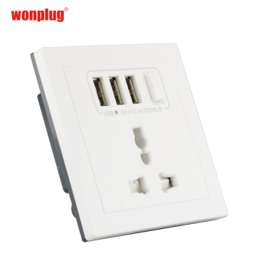 Electrical World 10A Multi Functional 3USB Wall Socket with Switch and Light Indicator