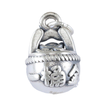 925 secchio in argento sterling di collana dorata con ciondolo a corda in rilievo - accessorio per gioielli fai -da -te