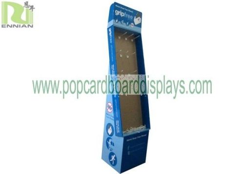 Blue Glossy Cardboard With Hooks Pop Cardboard Displays Screen Printing For Food