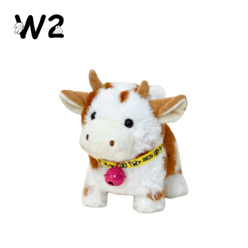 Electric Plush Cow Toy with Bell Collar