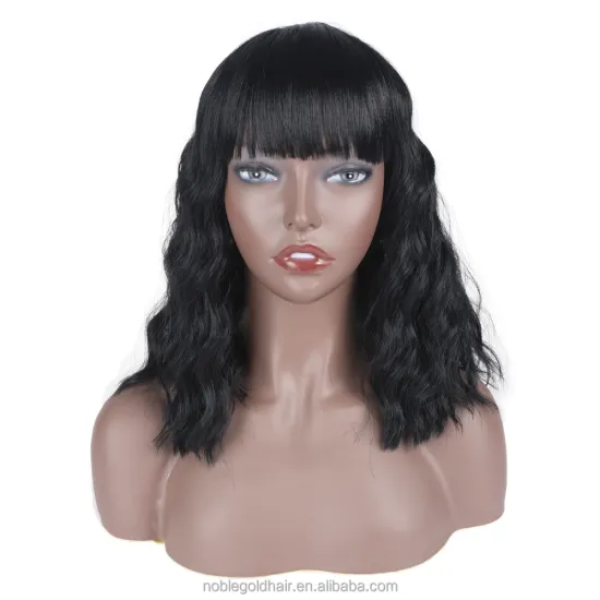 Rebecca fashion Cake curls  natural Bob Short Curly with bangs  Heat Resistant Wig   Loose Hair Lace Front Synthetic Hair Wigs