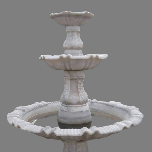 Elegant White Marble Tiered Fountain for Garden Decor