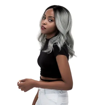 X-TRESS new style short bob wig Ombre grey Colored hair wigs Synthetic Hair Wigs lace front wigs for black women