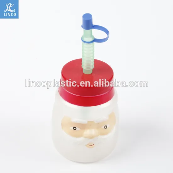 Plastic Cheery Christmas Sipper Cups with Lids and Straws