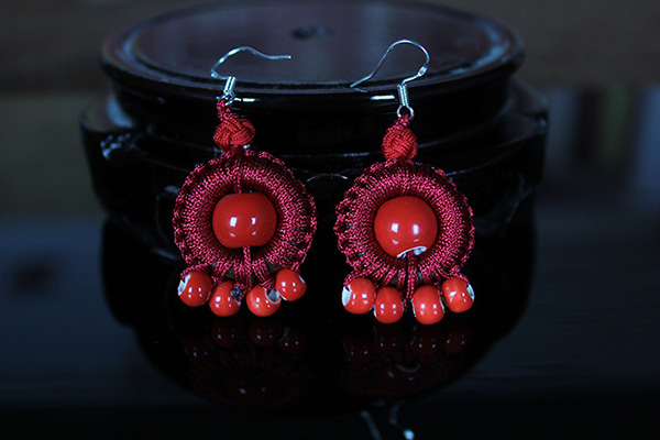 Ceramics Beads Thread Earrings