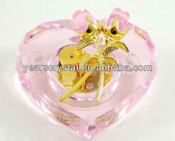 New products pink color wind up heart crystal piano music for christmas decoration(R-2068)