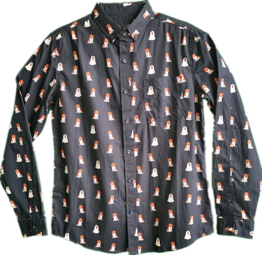 Men Casual Cotton Dogs Prints Long Sleeve Shirt