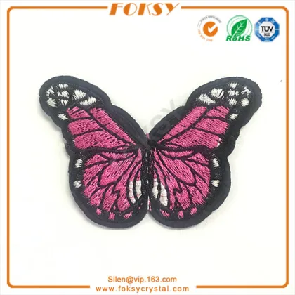 Blue butterfly hotfix embroidery patch