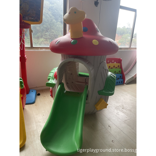 Indoor Plastic Mushroom House Slide for Kindergarten Play Equipment