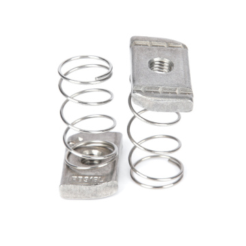 Precision-Machined 18-8 Stainless Steel Spring Channel Nuts with Chamfered Edges, Galvanized/Zinc/Nickel Plated: Ideal for Mining Applications