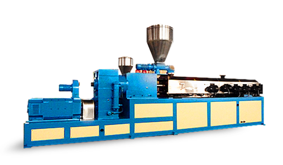 Конический двухшнековый гранулятор для производства кабеля с одновременным вращением