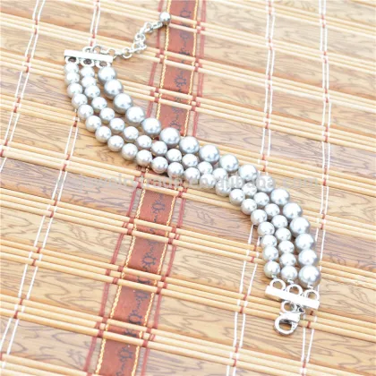 Light gray pearl jewelry Synthetic Pearl Bracelet Multilayer bead bead
