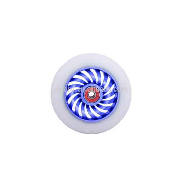 Guangdong 16 Spoked Tornado Blue Aluminum Hub 100mm High Rebound White PU Forged Scooter Wheels 100mm