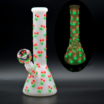 26cm Pink cherry night glow Glass Beaker Bong