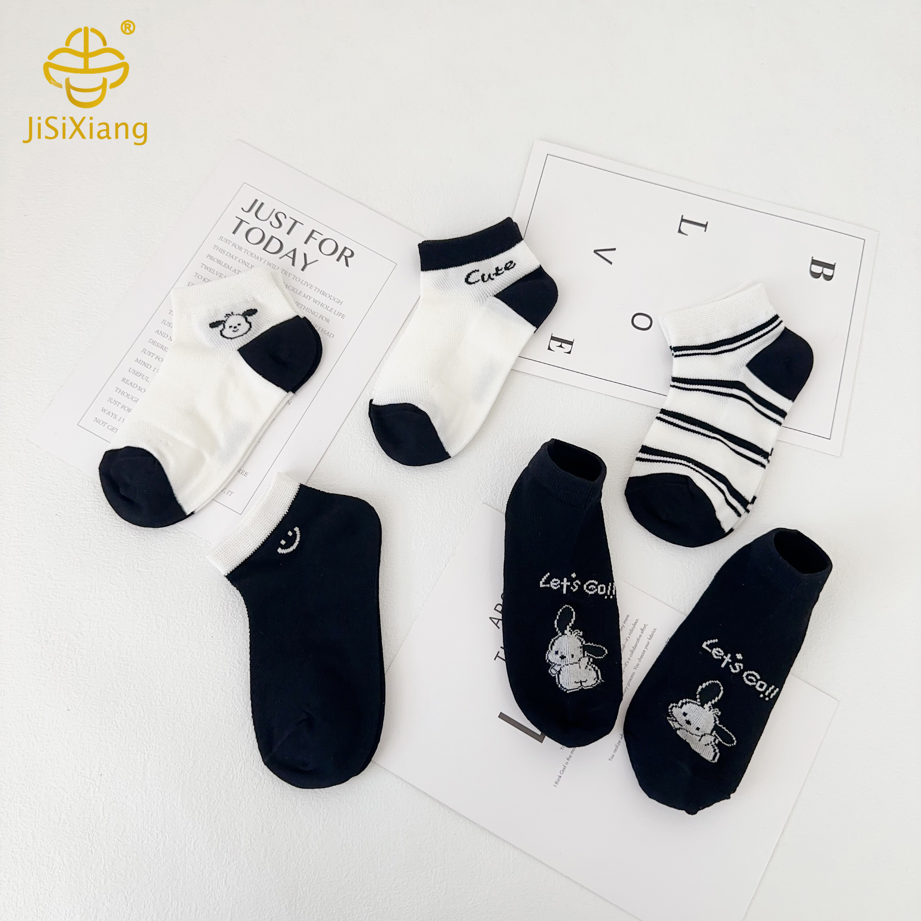 Pacha Dog Socks Mesh Breathable Boys' Black and White Sock