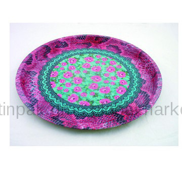 metal stackable Round decorative metal tin trays wholesale custom