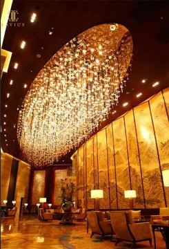 Waterfall unique modern crystal chandelier high ceiling