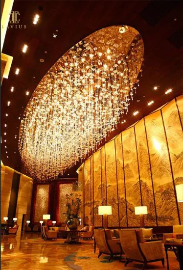 Waterfall unique modern crystal chandelier high ceiling
