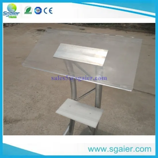 Arch shape acrylic top lectern,aluminum podium with 290*290mm truss