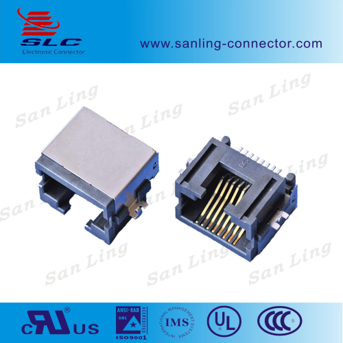 mini rj45 Single port female 8pin SMT rj45 connector with post