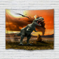 Roaring Dinosaur Tapestry Wild Anicient Animals Wall Hanging Volcanic Eruptions 3D Wanddeken voor Kinderen Slaapkamer Woonkamer