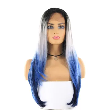 x-tress new Blue Grey Lace Front Synthetic Wigs With Baby Hair Free Part Wigs 150% Density Glueless Lace Wigs For black women