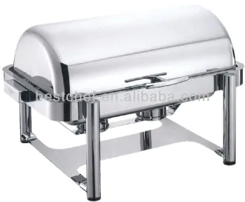 18-10 stainless steel Deluxe hydraulic Oblong roll-top chafing dish set